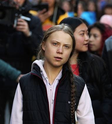Swedish teen activist Greta Thunberg arrives for the post federal election Friday climate strike march starting and ending at the Vancouver Art Gallery in Vancouver, British Columbia on Friday, October 25, 2019. Organized by local youth-led, Sustainabiliteens, Greta and a turn out of nearly 10,000 climate activists demand action from industry and the various levels of government and are supporting the 15-youth who announced their plans to sue the federal government alleging it has contributed to climate change.  VAP2019102518 HEINZxRUCKEMANN
