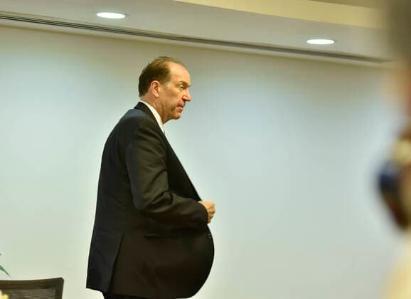 NEW DELHI, INDIA - OCTOBER 26: World Bank President David Malpass during a press conference, at World Bank Office, 70 Lodi Estate, on October 26, 2019 in New Delhi, India. During his visit, Malpass will focus on understanding the emerging priorities of the Indian government in its new term as it strives to boost growth and meet the aspirations of its people and on developing the World Bank Group?s partnership with India. (Photo by Sanjeev Verma Hindustan Times ) World Bank President David Malpass Addresses A Press Conference At World Bank Office In Delhi