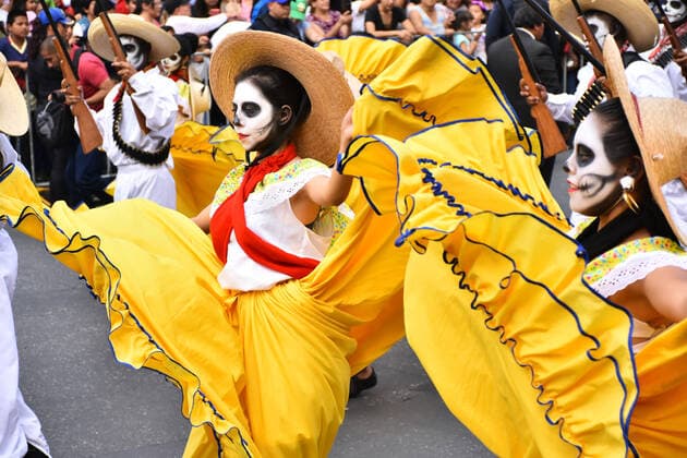 Day of the Dead International Parade in Mexico City MEXICO CITY, MEXICO - OCTOBER 27: Participants take part during the commemorative Day of the Dead International Parade as part of celebrations of the mexican traditions Day of the Dead (Dia de Muertos) at Hemiciclo a Juarez on October 27, 2019 in Mexico City, Mexico  Copyright: xCarlosxTischlerx EYE_8257