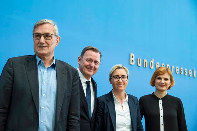 State Premier of Thuringia Bodo Ramelow and Party Leader of the Left at the Federal Press Conference in Berlin on 28 October 2019 State Parliament Elections in Thuringia