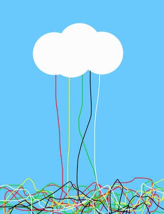 Tangled colored lines connected with a cloud  Copyright: xGaryxWatersx 11591965