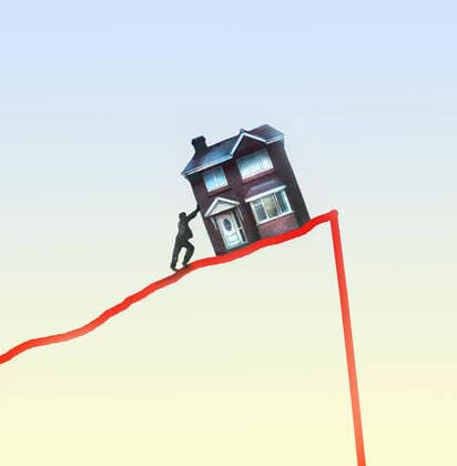 Man slides house on a line chart in front of a cliff  Copyright: xGaryxWatersx 11591969