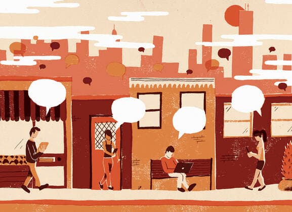 People use digital devices to communicate in the city  Copyright: xSamxBrewsterx 12730048