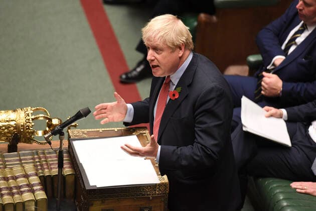 Bilder des Jahres 2019, News 10 Oktober News Bilder des Tages (191029) -- LONDON, Oct. 29, 2019 (Xinhua) -- British Prime Minister Boris Johnson speaks at the House of Commons in London, Britain, on Oct. 29, 2019. Britain looks set to hold the general election on Dec. 12 after lawmakers on Tuesday night voted to back it following months of Brexit deadlock. (Jessica Taylor UK Parliament Handout via Xinhua) HOC MANDATORY CREDIT: UK Parliament Jessica Taylor BRITAIN-LONDON-GENERAL ELECTION 