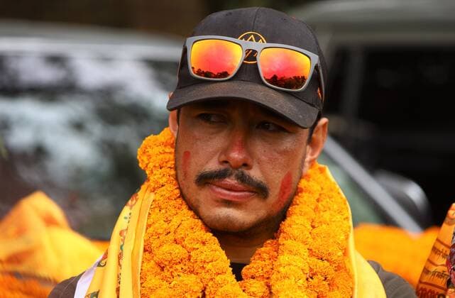 Nirmal Purja arrives at the airport in Kathmandu Portrait of Nepalese mountaineer Nirmal Purja arrives at Tribhuvan International Airport in Kathmandu, Nepal on Wednesday, October 30, 2019. Nirmal Purja, who became the fastest climber of the world s 14 highest peaks above 8,000m in under seven months. Kathmandu NP Nepal  SubashxShrestha