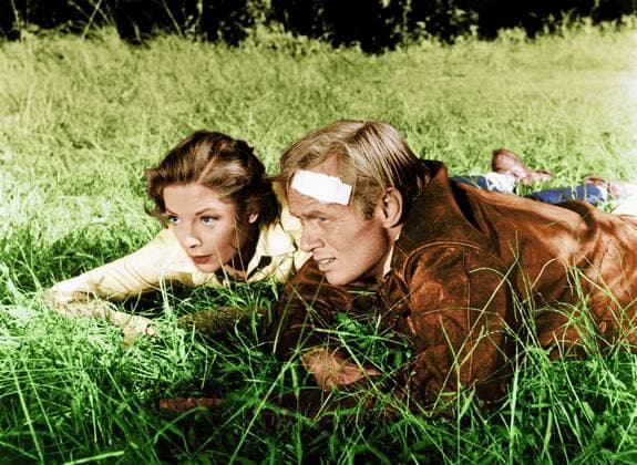 Jane Greer & Richard Widmark Characters: Katherine Katie Connors & Michael Mike Latimer Film: Run For The Sun (1953) Director: Roy Boulting 30 July 1956  Copyright: MaryxEvansxAFxArchive 12070069 editorial use only
