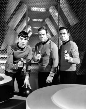 Leonard Nimoy, William Shatner & James Doohan Characters: Mr. Spock, Captain James T. Kirk, Scotty Television: Star Trek (TV-Serie) Usa 1966-1969, Star Trek: The Original Series Tos 08 September 1966  Copyright: MaryxEvansxAFxArchive 12081079 editorial use only
