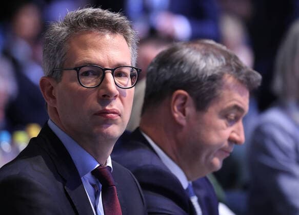 CSU Party Congress 2019 in the Munich Olympic Hall Markus Blume, Secretary General of the CSU and Dr Markus Söder Soeder Prime Minister of the Free State of Bavaria, Munich Bavaria Germany Olympic Hall
