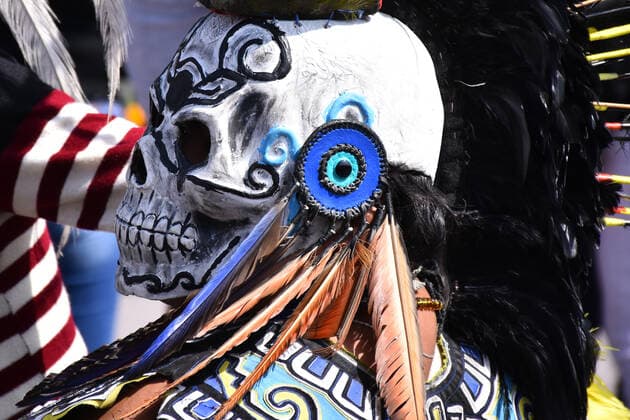 Mega Offering of Dia de Muertos in Mexico MEXICO CITY, MEXICO - NOVEMBER 1: People with the skull-painted face take part during the mega offering as part of the Dia de Muertos celebration occasion to remember the dead at Zocalo. on November 1, 2019 in Mexico City, Mexico. This year s anniversary is very close to the 500th anniversary of a bloody event: October 18, 1519  Copyright: xCarlosxTischlerx EYE_3351
