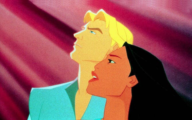 John Smith & Pocahontas Characters: John Smith & Pocahontas Film: Pocahontas (USA 1995) Director: Mike Gabriel & Eric Goldberg 15 June 1995  Copyright: MaryxEvansxAFxArchivexDisney 12564359 editorial use only