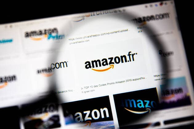 A picture taken on november 04, 2019 shows the Amazon logo, displayed on a computer screen, in Paris, France.  Copyright: xChristophexMorinx