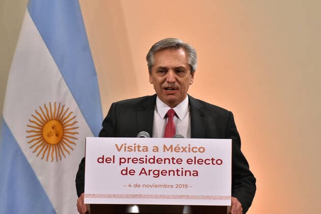 Alberto Fernandez Reyes, Argentina™s President-elect press conference MEXICO CITY, MEXICO - NOVEMBER 4: The elected president of Argentina, Alberto Fernandez Reyes, speaks during a press conference after meeting privately with the President of Mexico Andres Manuel Lopez Obrador as part of his working visit to Mexico at National Palace on November 4, 2019 in Mexico City, Mexico  Copyright: xCarlosxTischlerx EYE_6698