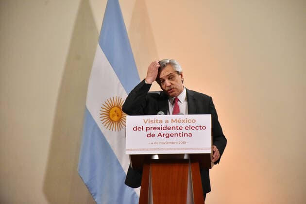 Alberto Fernandez Reyes, Argentina™s President-elect press conference MEXICO CITY, MEXICO - NOVEMBER 4: The elected president of Argentina, Alberto Fernandez Reyes, speaks during a press conference after meeting privately with the President of Mexico Andres Manuel Lopez Obrador as part of his working visit to Mexico at National Palace on November 4, 2019 in Mexico City, Mexico  Copyright: xCarlosxTischlerx EYE_7501