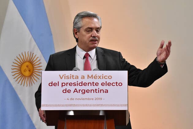 Alberto Fernandez Reyes, Argentina™s President-elect press conference MEXICO CITY, MEXICO - NOVEMBER 4: The elected president of Argentina, Alberto Fernandez Reyes, speaks during a press conference after meeting privately with the President of Mexico Andres Manuel Lopez Obrador as part of his working visit to Mexico at National Palace on November 4, 2019 in Mexico City, Mexico  Copyright: xCarlosxTischlerx EYE_7598