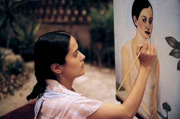 Salma Hayek Characters: Frida Kahlo Film: Frida (USA CAN MEX 2002) Director: Julie Taymor 29 August 2002 C34  Copyright: MaryxEvansxAFxArchivexHandprintxEntertainment 12603582 editorial use only