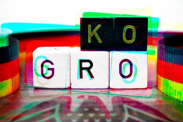 PHOTOMONTAGE, letter cubes form the lettering Groko, symbol photo for the grand coalition ** NUR FUER REDAKTIONELLE ZWECKE ** EDITORIAL USE ONLY **