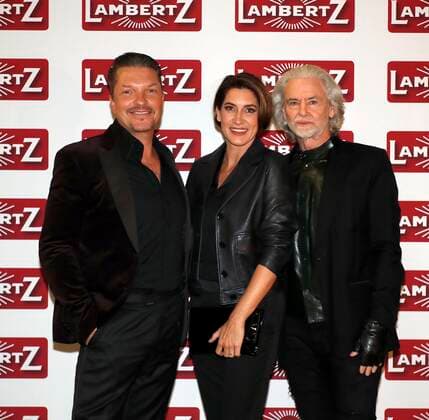 Alice Krueger, Hardy Krueger jr , Dr Hermann Buehlbecker at the presentation of Lambertz Fine Art Calendar 2020 African Moods at the Embassy of South Africa in Berlin