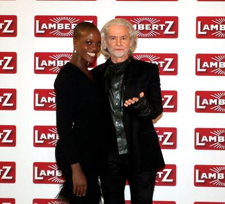 Florence Kasumba, Dr. Hermann Buehlbecker at the presentation Lambertz Fine Art Calendar 2020 African Moods at the Embassy of South Africa in Berlin