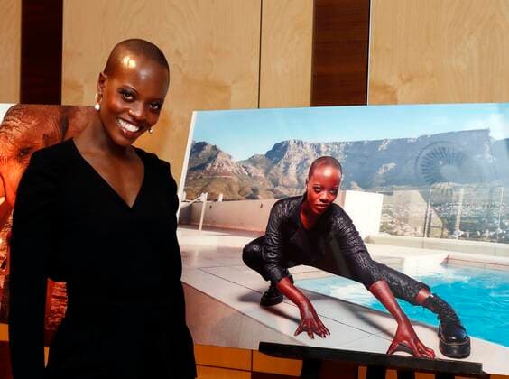 Florence Kasumba at the presentation Lambertz Fine Art Calendar 2020 African Moods at the Embassy of South Africa in Berlin