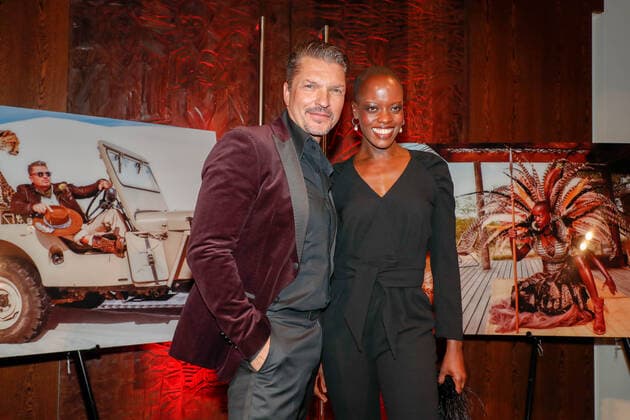 Hardy Krueger jr , Florence Kasumba at the presentation Lambertz Fine Art Calendar 2020 African Moods at the Embassy of South Africa in Berlin