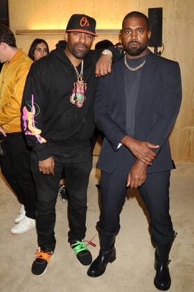 NEW YORK, NY - NOVEMBER 6, 2019 DJ Clue & Kanye West attend the Kanye West Follow God music video presentation at the Burberry Store, November 6, 2019 in New York City. Photo Copyright: xWalikxGoshornx