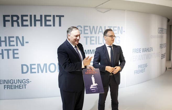 Federal Foreign Minister Heiko Maas, SPD, and US Secretary of State Mike Pompeo visit the Contemporary History Forum in Leipzig Here in conversation with contemporary witnesses 07 11 2019 Leipzig Germany Copyright: xThomasxKoehler photothek.netx