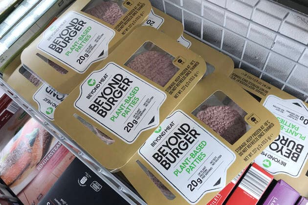Beyond Meat Burger in a deep-freeze shelf in an ALDI discount store,supermarket vegam,vegan burger,vegan food,vegan food,food