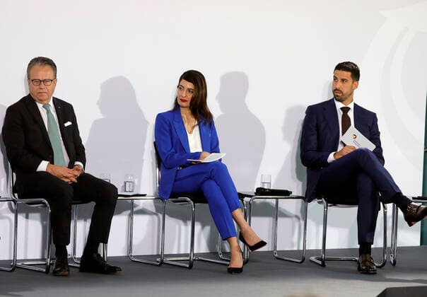 Frank Jürgen Weise, Linda Zervakis, moderator, Sami Khedira, football player, Germany, Berlin, Federal Chancellery, participation of the BKin in the National Integration Award ceremony, 11 11 2019