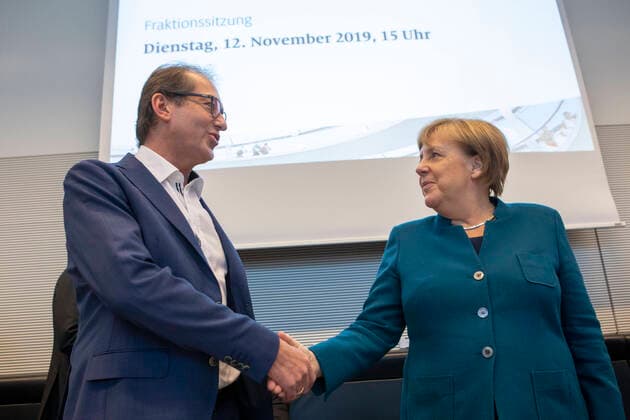 Germany, Berlin, Bundestag, CDU CSU faction, Alexander Dobrindt, Chancellor Angela Merkel CDU, 12 11 2019
