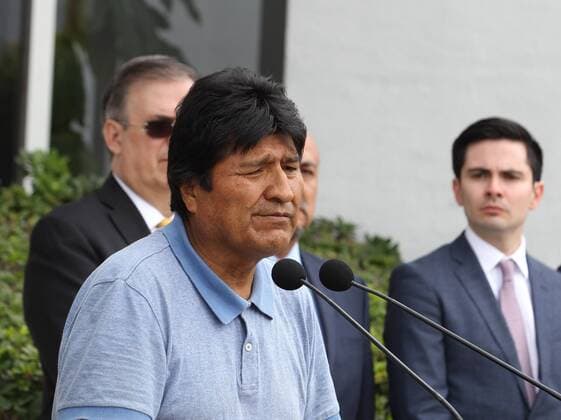 Former President from Bolivia Evo Morales speaks with the media in the International Airport of Mexico City, Mexico, 12 November 2019. Evo Morales, who resigned on 10 November, arrived to Mexico to claim asylum onboard a plane of the Mexican Air Force that left Bolivia last night. Evo Morales arrives in Mexico after receiving political asylum !ACHTUNG: NUR REDAKTIONELLE NUTZUNG!  Copyright: xMarioxGuzmánx AME3661 20191112-637091837621163590
