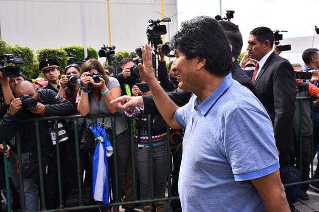 Evo Morales political asylum in Mexico City MEXICO CITY, MEXICO - NOVEMBER 12: Ex Bolivia s President Evo Morales arrives at the International Airport of Mexico, after having accepted political asylum due to his resignation as president of the Bolivian country because of a coup d etat on November 12, 2019 in Mexico City, Mexico  Copyright: xCarlosxTischlerx EYE_0211