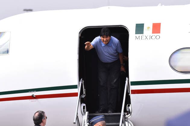 Evo Morales political asylum in Mexico City MEXICO CITY, MEXICO - NOVEMBER 12: Ex Bolivia s President Evo Morales arrives at the International Airport of Mexico, after having accepted political asylum due to his resignation as president of the Bolivian country because of a coup d etat on November 12, 2019 in Mexico City, Mexico  Copyright: xCarlosxTischlerx EYE_9879