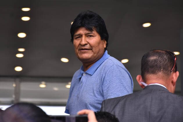 Evo Morales political asylum in Mexico City MEXICO CITY, MEXICO - NOVEMBER 12: Ex Bolivia s President Evo Morales speaks during a press conference at the International Airport of Mexico, during his arriving after having accepted political asylum due to his resignation as president of the Bolivian country because of a coup d etat on November 12, 2019 in Mexico City, Mexico  Copyright: xCarlosxTischlerx EYE_0684