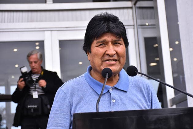 Evo Morales political asylum in Mexico City MEXICO CITY, MEXICO - NOVEMBER 12: Ex Bolivia s President Evo Morales speaks during a press conference at the International Airport of Mexico, during his arriving after having accepted political asylum due to his resignation as president of the Bolivian country because of a coup d etat on November 12, 2019 in Mexico City, Mexico  Copyright: xCarlosxTischlerx EYE_0332