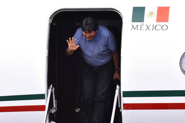 Evo Morales political asylum in Mexico City MEXICO CITY, MEXICO - NOVEMBER 12: Ex Bolivia s President Evo Morales arrives at the International Airport of Mexico, after having accepted political asylum due to his resignation as president of the Bolivian country because of a coup d etat on November 12, 2019 in Mexico City, Mexico  Copyright: xCarlosxTischlerx EYE_9897