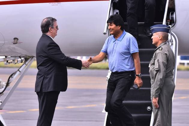 Evo Morales political asylum in Mexico City MEXICO CITY, MEXICO - NOVEMBER 12: Ex Bolivia s President Evo Morales arrives at the International Airport of Mexico, after having accepted political asylum due to his resignation as president of the Bolivian country because of a coup d etat on November 12, 2019 in Mexico City, Mexico  Copyright: xCarlosxTischlerx EYE_9930