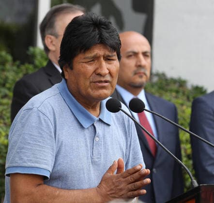 November 12, 2019: Martes 12 de Noviembre del 2019. Ciudad de Mexico el Presidente Boliviano Evo Morales arribo hoy a la Capital Mexicana como exiliado politico ante el golpe de Estado que sufriera el 10 de Noviembre, la Adminsitracion de Lpez Obrador lo apoyo para salvar su vida ante la intentona militar auspisiada por la OEA y sectores conservadores derechistas. Foto Agencia Prensa Internacional INC - ZUMAp124 20191112_zaa_p124_019 Copyright: xOctavioxNavax