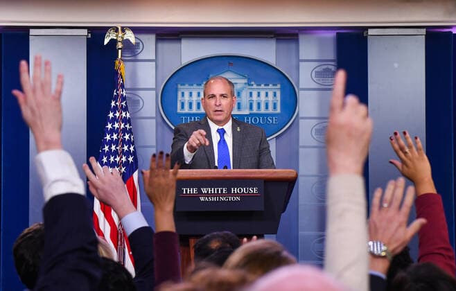 CBP Acting Director Mark Morgan briefs reporters about the southern border and updated on the process of President Trumps border wall, at the White House in Washington, DC on Thursday, November 14, 2019.  WAP20191114309 KEVINxDIETSCH