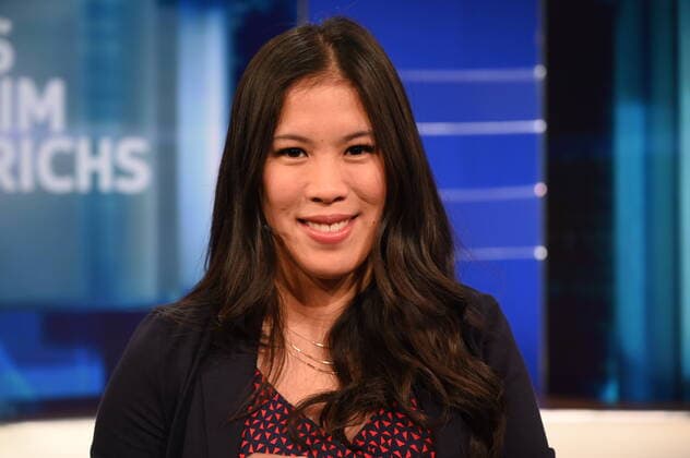 Presenter and prizewinner Mai Thi Nguyen Kim poses at the Hanns Joachim Friedrichs Prize for Television Journalism 2019 on 14 11 2019 in Cologne The prize is awarded once a year to television journalists who have achieved outstanding results in their work