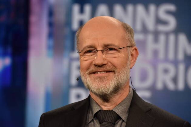 Journalist and prizewinner Harald Lesch poses at the award ceremony of the Hanns Joachim Friedrichs Prize for Television Journalism 2019 on 14 11 2019 in Cologne The prize is awarded once a year to television journalists who have achieved outstanding results in their work