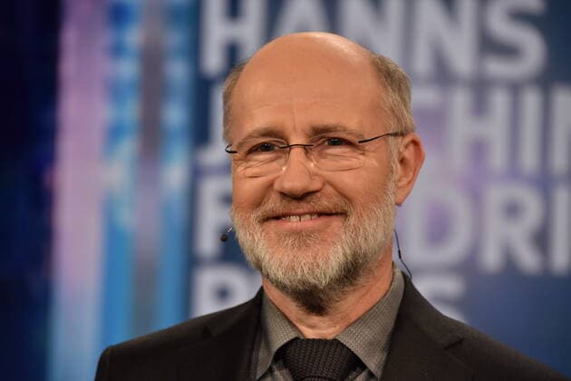 Journalist and prizewinner Harald Lesch poses at the award ceremony of the Hanns Joachim Friedrichs Prize for Television Journalism 2019 on 14 11 2019 in Cologne The prize is awarded once a year to television journalists who have achieved outstanding results in their work