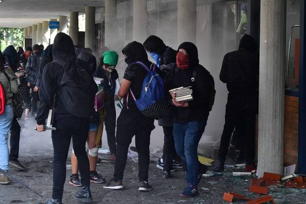 November 14, 2019 EUM20191114SOC16 JPG MEXICO CITY Protest UNAM 14 November 2019 Aspects of vandalism by young people hooded at the same time as the protest at the Rectory Tower in Ciudad Universitaria against the harassment and sexual violence of which the students are victims In the picture the destruction in one of the UNAM bookshops Photo Agency EL UNIVERSALHugo GarciaEELG  - ZUMAu78_ 20191114_zaf_u78_034 Copyright: xElxUniversalx