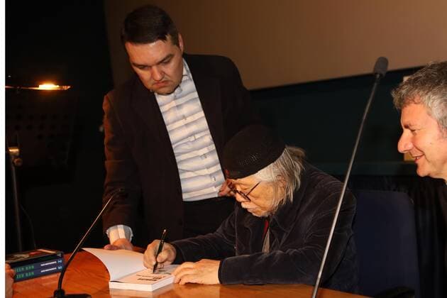 FOTO IPP Massimo Rana Torino 15-11-2019 Il disegnatore di Capitan Harlock in visita a Torino nella foto Leiji Matsumoto disegnatore del cartone animato capitan harlock prima di essersi sentito male nella serata di incontro con il pubblico Italy Photo Press - World Copyright  0