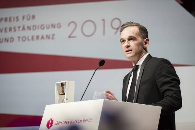 Federal Foreign Minister Heiko Maas, SPD, at the award ceremony for the Prize for Understanding and Tolerance in Berlin, 16 11 2019 Berlin Germany Copyright: xXanderxHeinl photothek.netx
