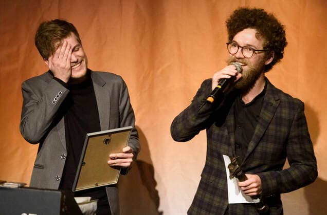 DMA Jazz 2019 Nikolaj Svaneborg and Jonas Kardyb thank you for the award as AArets Danish Jazz composer at Danish Music Awards Jazz 2019 on Monday, November 18, 2019 at the Bremen Theater in Copenhagen, Copenhagen,  Copyright: TorbenxChristensen TorbenxChristensenx COP300 spdk20191119-012324-L