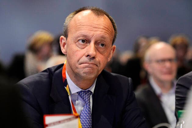 32 Party Congress Christian Democratic Union of Germany CDU , Leipzig 22 11 2019 Friedrich Merz CDU at the CDU Party Congress in Leipzig 22 11 2019 during the speech of Annegret Kramp Karrenbauer Chairwoman of the CDU not in the picture Merz distorts her face, pinches her lips together Leipzig Germany Leipzig Fair