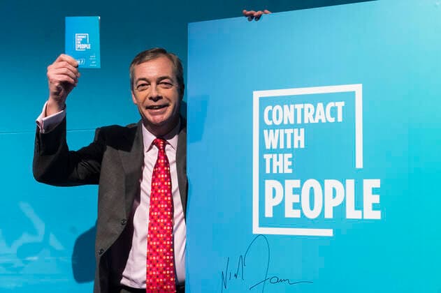 Bilder des Jahres 2019, News 11 November News Themen der Woche (191122) -- LONDON, Nov. 22, 2019 -- Brexit Party leader Nigel Farage attends an event to launch Brexit Party general election policies in London, Britain on Nov. 22, 2019. (Photo by Ray Tang Xinhua) BRITAIN-LONDON-BREXIT PARTY-GENERAL ELECTION POLICIES-LAUNCH HanxYan 