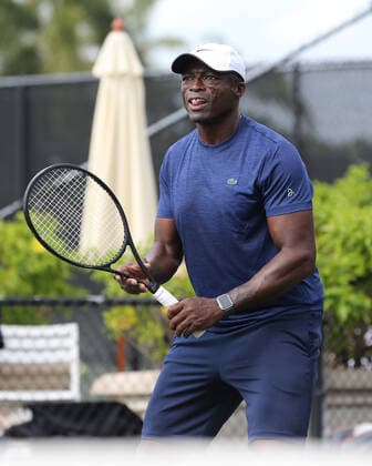 BOCA RATON, FL - NOVEMBER 22: Seal playing Tennis at The Boca Raton Resort Tennis Center for the 29th Annual Chris Evert Raymond James Pro-Celebrity Tennis Classic, on November 22, 2019 in Boca Raton, Florida...People: Seal Boca Raton United States Of America - ZUMAs214 20191122_zba_s214_108 Copyright: xSMGx