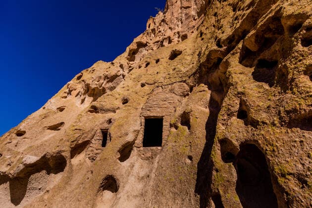 Cave dwellings on the Cliffside of Pueblo Indian Ruins in Bandelier National Monument, New Mexico, United States of America, North America Copyright: LauraxGrier 1218-1107