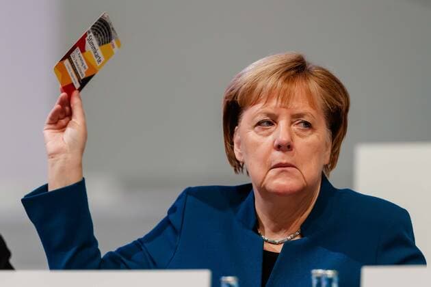 Leipzig, Germany, 22 11 2019, Party Congress of the Christian Democratic Union, CDU, Chancellor Angela Merkel CDU votes, vote Defodi 01048 204694 Defodi-048